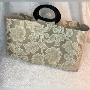 Handmade Elegant Tan Tote with Wooden Handles.